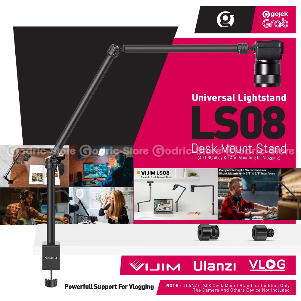 Jual ULANZI VIJIM LS08 Desk Mount with 2Stage Arm Overhead Stand for