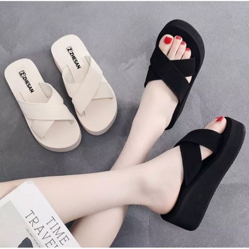 Jual Sandal Wedges Wanita Silang Sendal Wedges Perempuan Terbaru