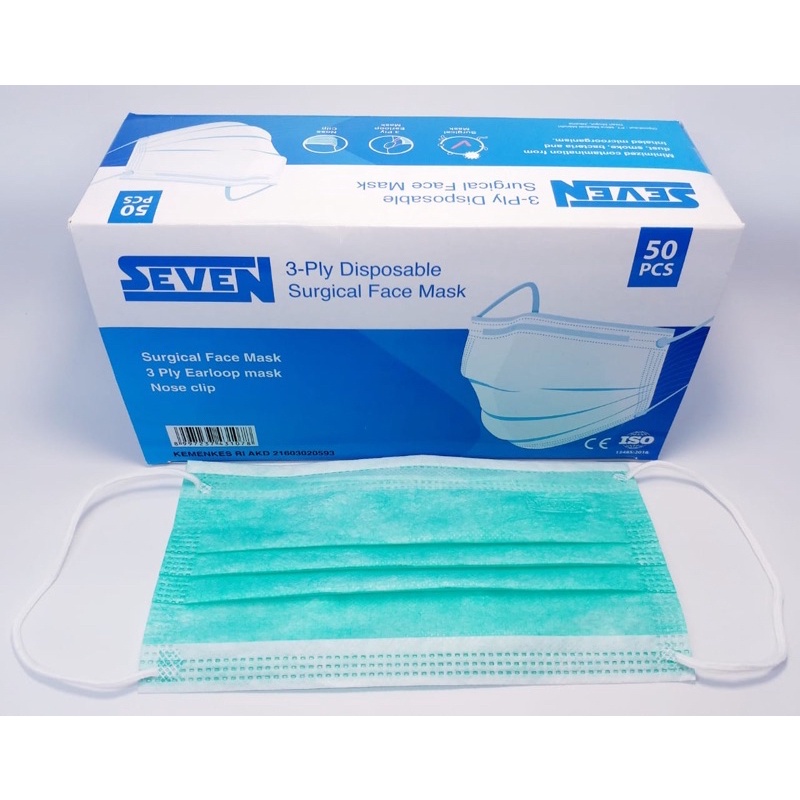 Jual Seven Masker Medis / Surgical Face Mask 3 Ply | Shopee Indonesia