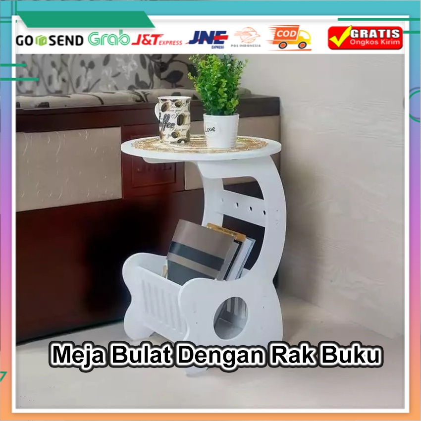 Jual Meja Bulat Rak Buku Bonus Taplak Meja Small Round Coffee Table BS ...