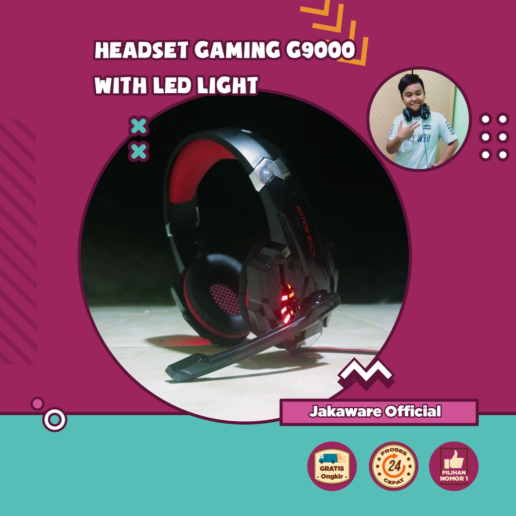 Jual KOTION EACH G9000 GAMING HEADSET TWISTED LED LIGHT HEADPHONE ...