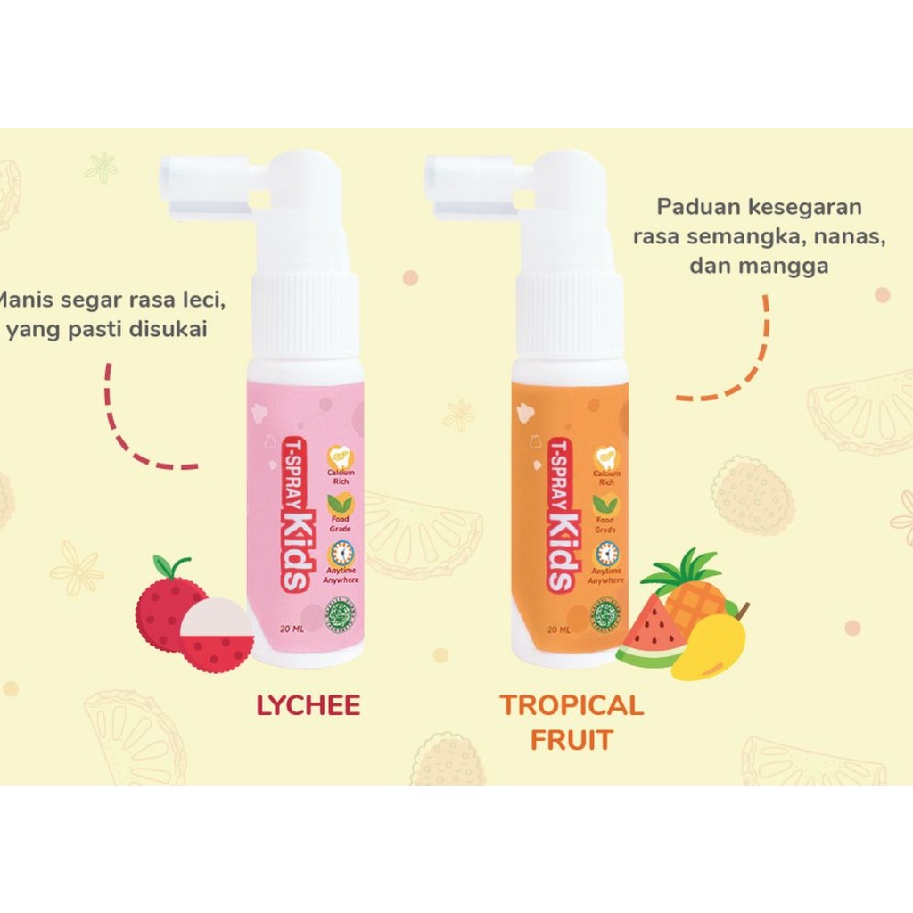Jual Tspray Kids Mouth Spray Semprotan Gigi Mulut Bayi Anak [Milk, Strawberry, Grape, Lychee