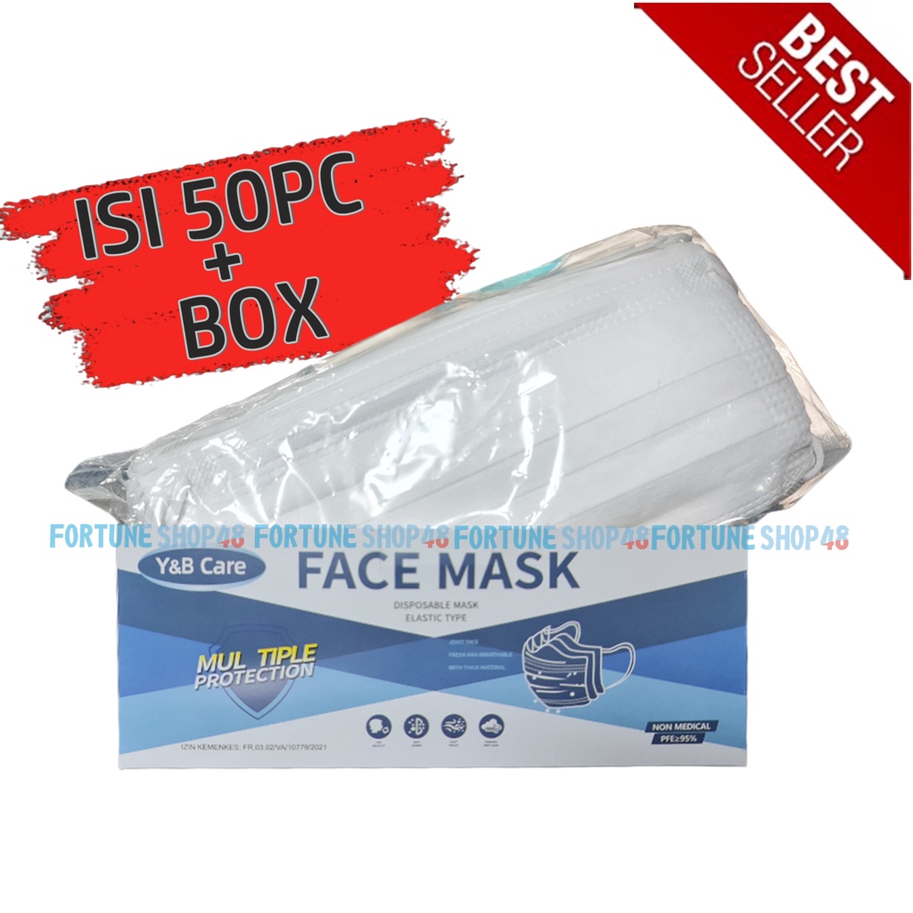 Jual Masker Putih 3 ply Earloop Warna Putih isi 50pcs + BOX | Shopee ...