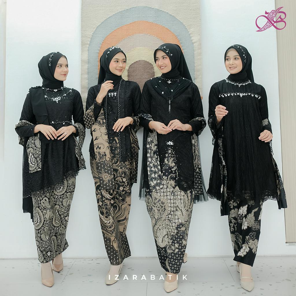 Jual Kebaya Hitam Series Setelan Baju Kebaya Batik Modern Couple Wisuda Lamaran Kondangan 