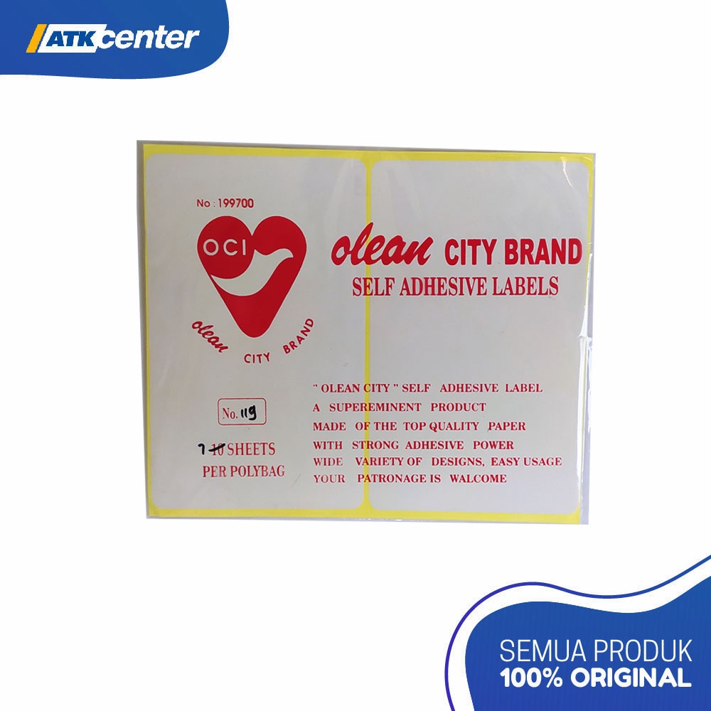Jual Label Nama / Label Olean City No.119 Polos (7 Lembar) | Shopee ...