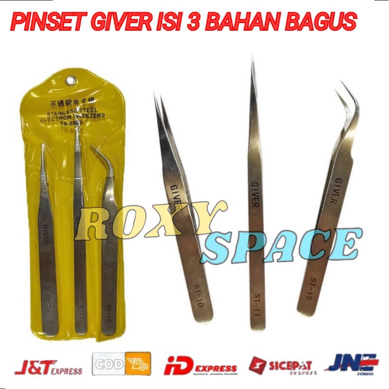 Jual PINSET PINGSET 3 IN 1 GIVER 10 11 15 TS-9803 LENGKAP PINSET LURUS ...