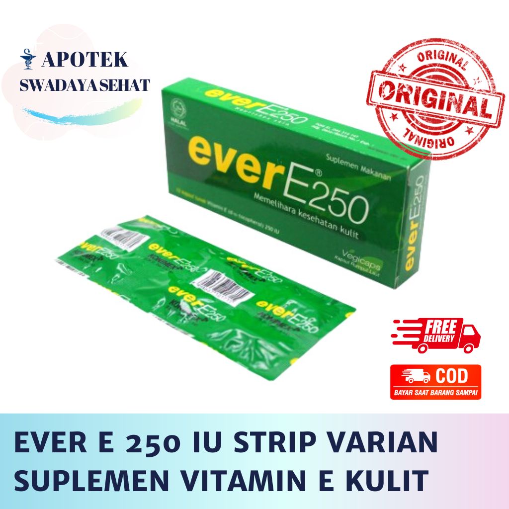 Jual EVER E250 STRIP Isi 12 Kapsul Lunak Vitamin E 250 IU Isi 6
