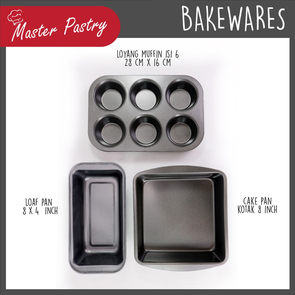 Jual Set 3 Pcs Master Pastry Muffin Pan 6 Cup / Loaf Pan Medium