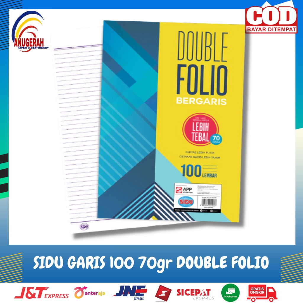 Jual Kertas Double Folio Bergaris SIDU/ Sinar Dunia 100 Lembar (PAK ...