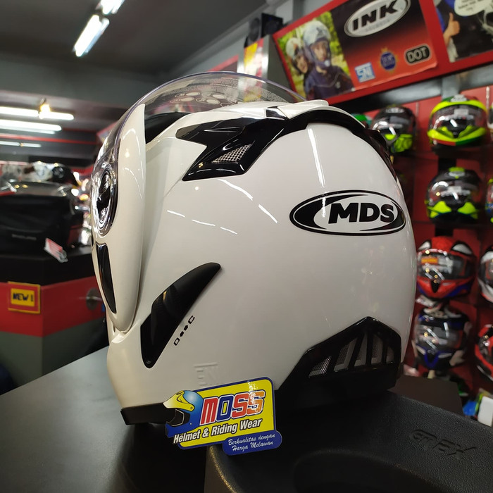 Jual Helm MDS Pro Rider Modular Solid White | Flip up | Double Visor ...