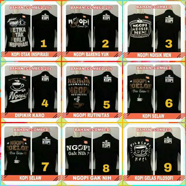 Jual Kaos Keren Paling Laris Motif Kopi Otak Inspirasi Kopi Selaw Baju ...