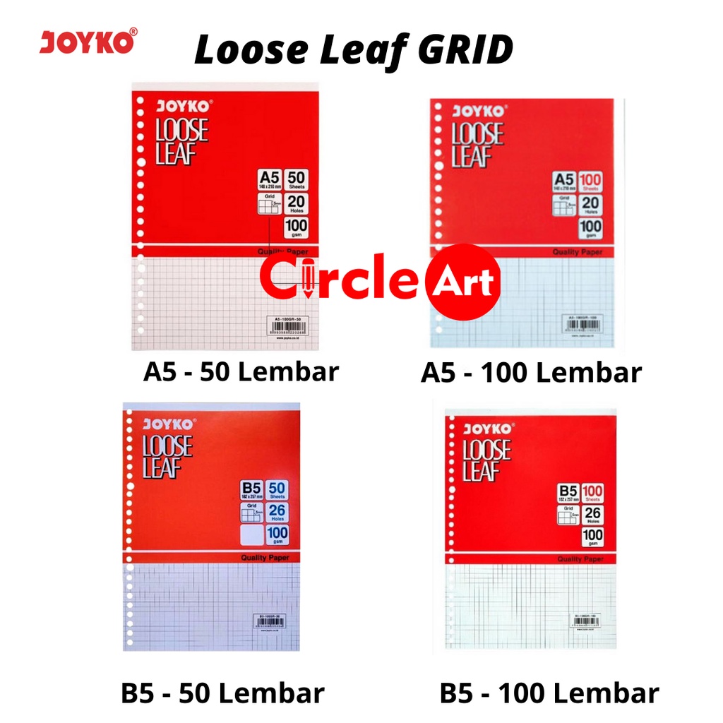 Jual Joyko Loose Leaf Grid / Kertas Binder Kotak / Isi Binder Ukuran A5