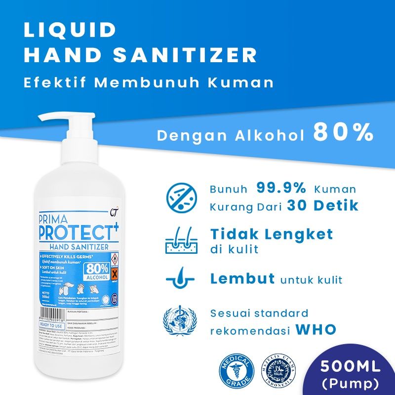 Jual Prima Protect+ Hand Sanitizer Kemasan 500ml (Pump) | Shopee Indonesia