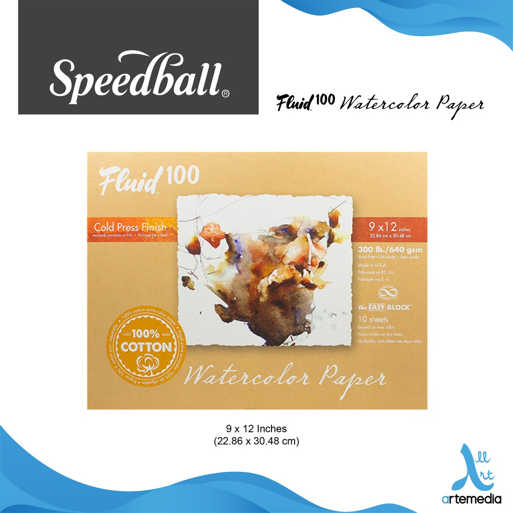 Jual Speedball Fluid 100 Watercolor Paper Block 300gsm 9×12 inch | 100% ...