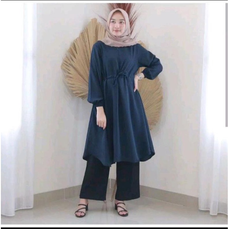 Jual Tunik Muslim Terbaru Tunik Tali Pinggang Serut Pakaian tunik