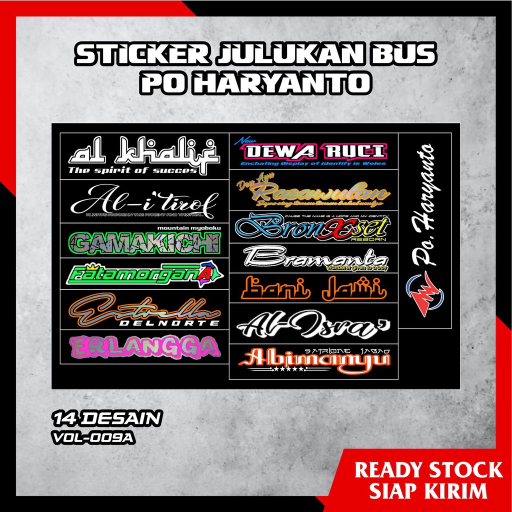 Jual Stiker Julukan Bus Po Haryanto V001a Sticker Bismania