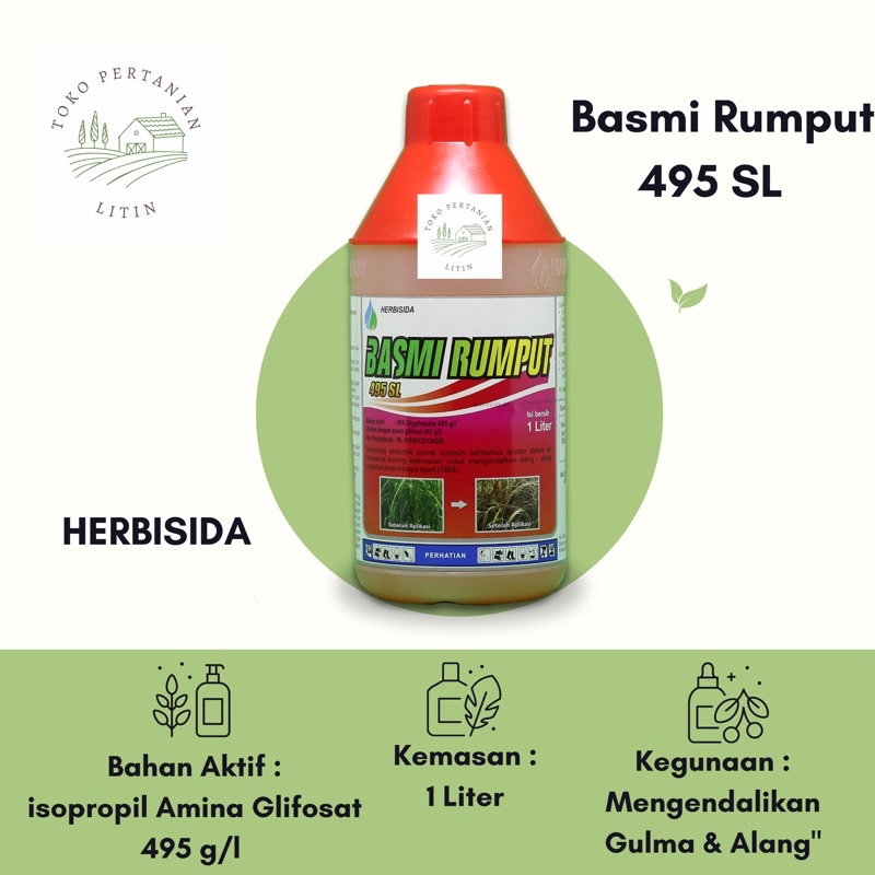 Jual Basmi Rumput 495 SL - 1 Liter ( Herbisida ) Pengendali Alang-alang ...