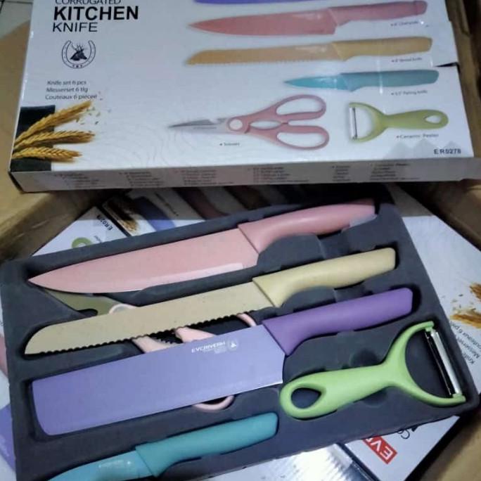 Jual Pisau Set Evcriverh Corrugated Kitchen Knife (Knife Set 6 pcs