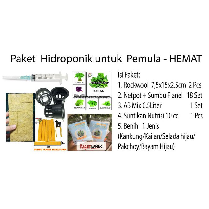Paket Hidroponik Pemula / Starter kit Hidroponik WICK - HEMAT-MURAH
