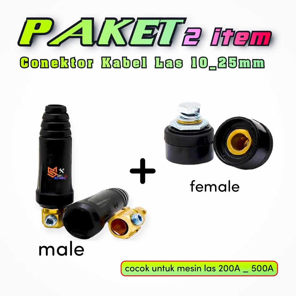 Jual Paket Set Conector Mesin Las Male Female Satu Set Conektor Mesin Las Mm Socket