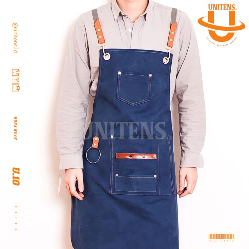 Jual UNITENS ACL.V1 Canvas Leather Apron Celemek Kanvas Barista Waiter ...