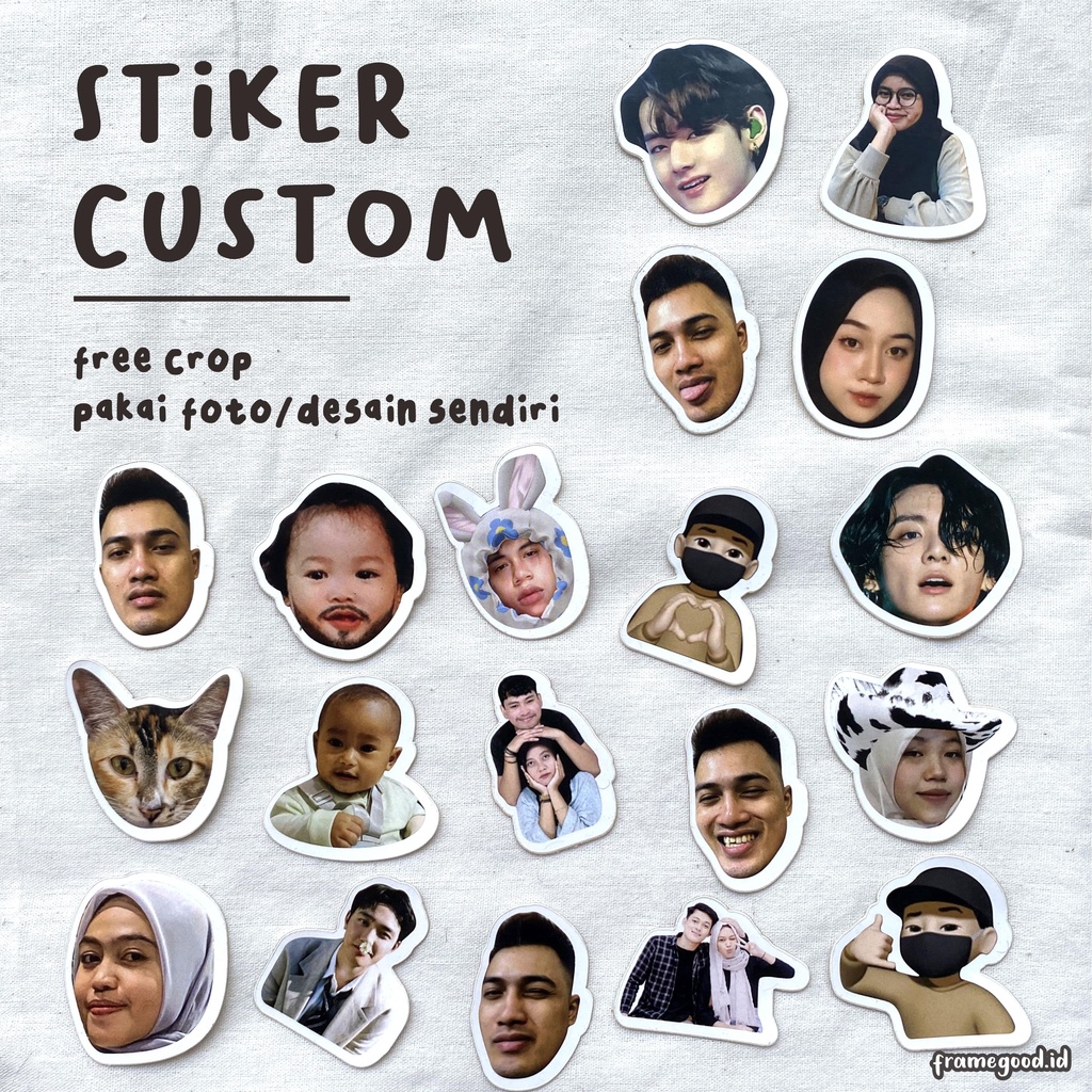 Jual STIKER CUSTOM FOTO / stiker wajah muka sendiri / tahan air murah