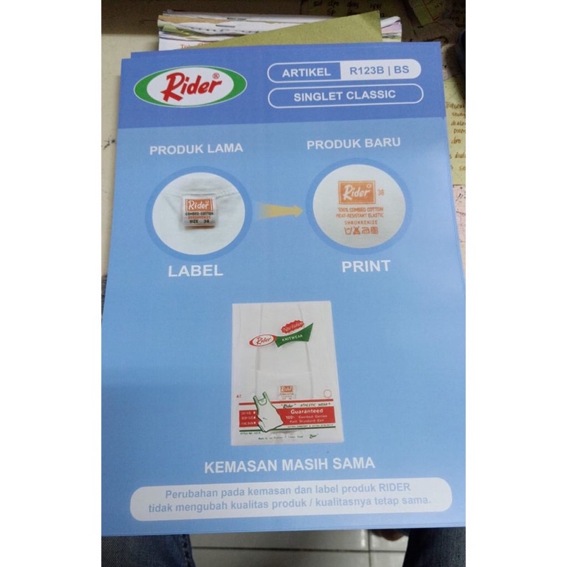 Jual SINGLET PRIA RIDER | KAOS DALAM RIDER Label Sablon 32-42 | Shopee ...