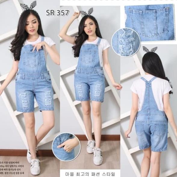 Baju Overall Jumpsuit Celana Kodok Jeans Levis Ripped Sobek Big Size