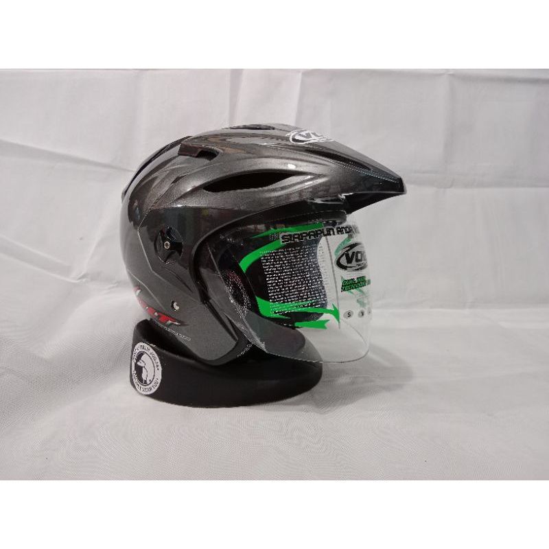 Jual HELM VOG VOLT DOUBLE KACA SOLID GUNMETAL | Shopee Indonesia