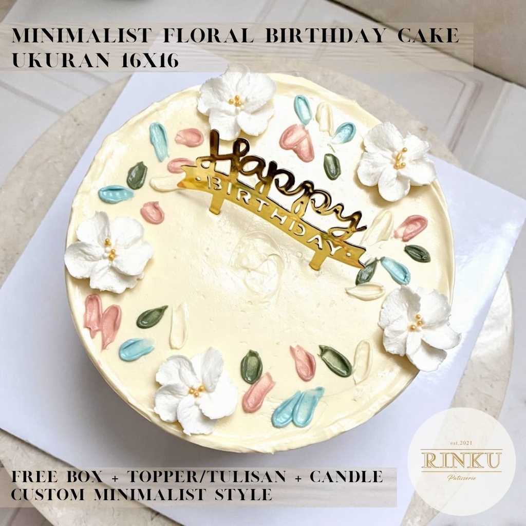 Jual FLOWER PAINTING Birthday Cake d 16cm. Kue Ultah Korean Style CUSTOM Design. Free Box