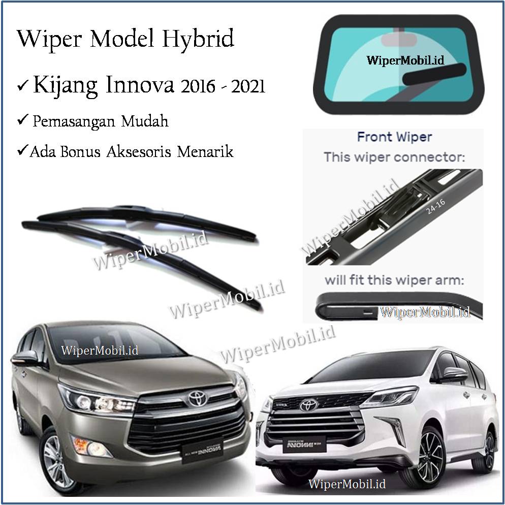 Jual Wiper Hybrid Toyota KIjang INNOVA 2016 2017 2018 2019 2020 2021 ...