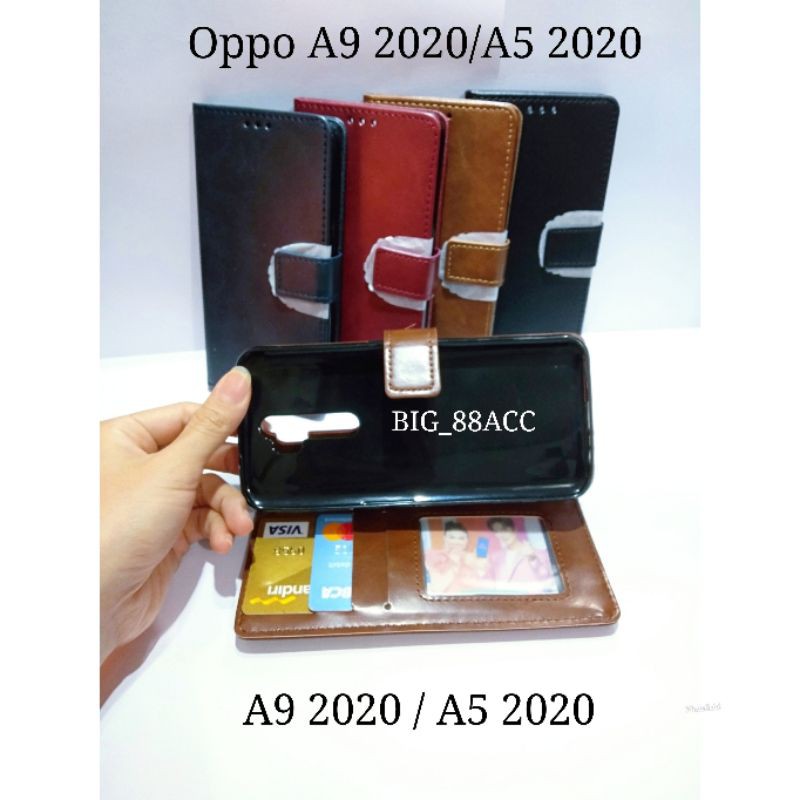 Jual flip cover Oppo A5 2020 A9 2020 A5 Wallet leather case kulit