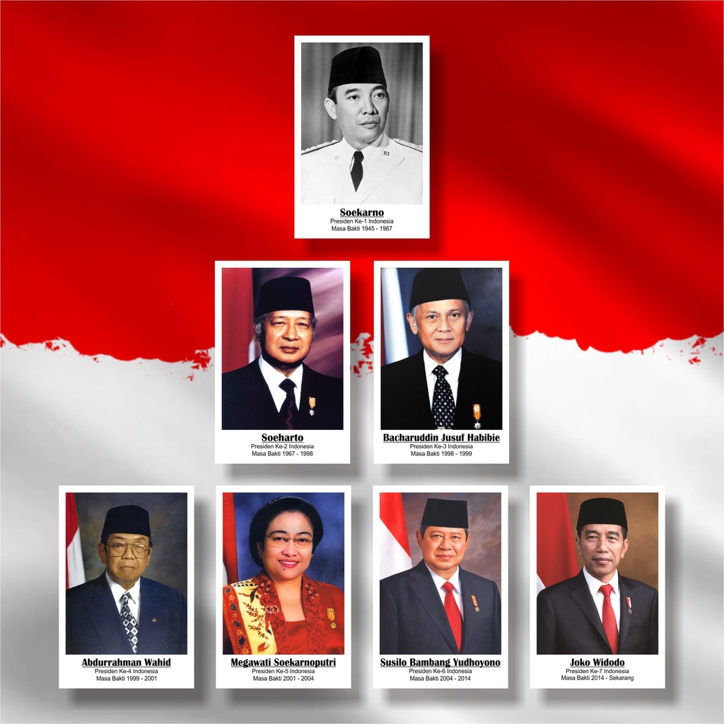 Jual Poster Presiden Indonesia 1 Set Isi 7 Lembar 20x30cm Shopee