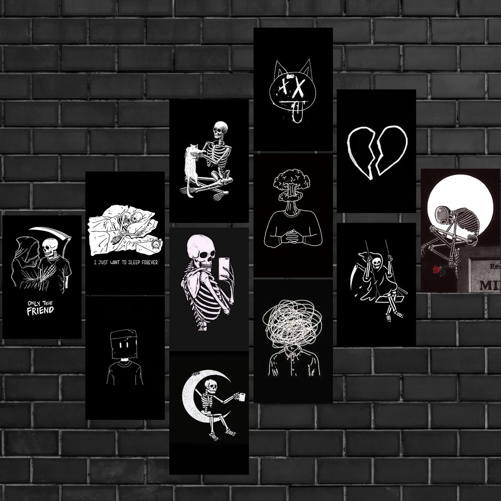 Jual (16Pcs) Poster Black Aesthetic Vintage Ukuran A6 A5 A4 aesthetic