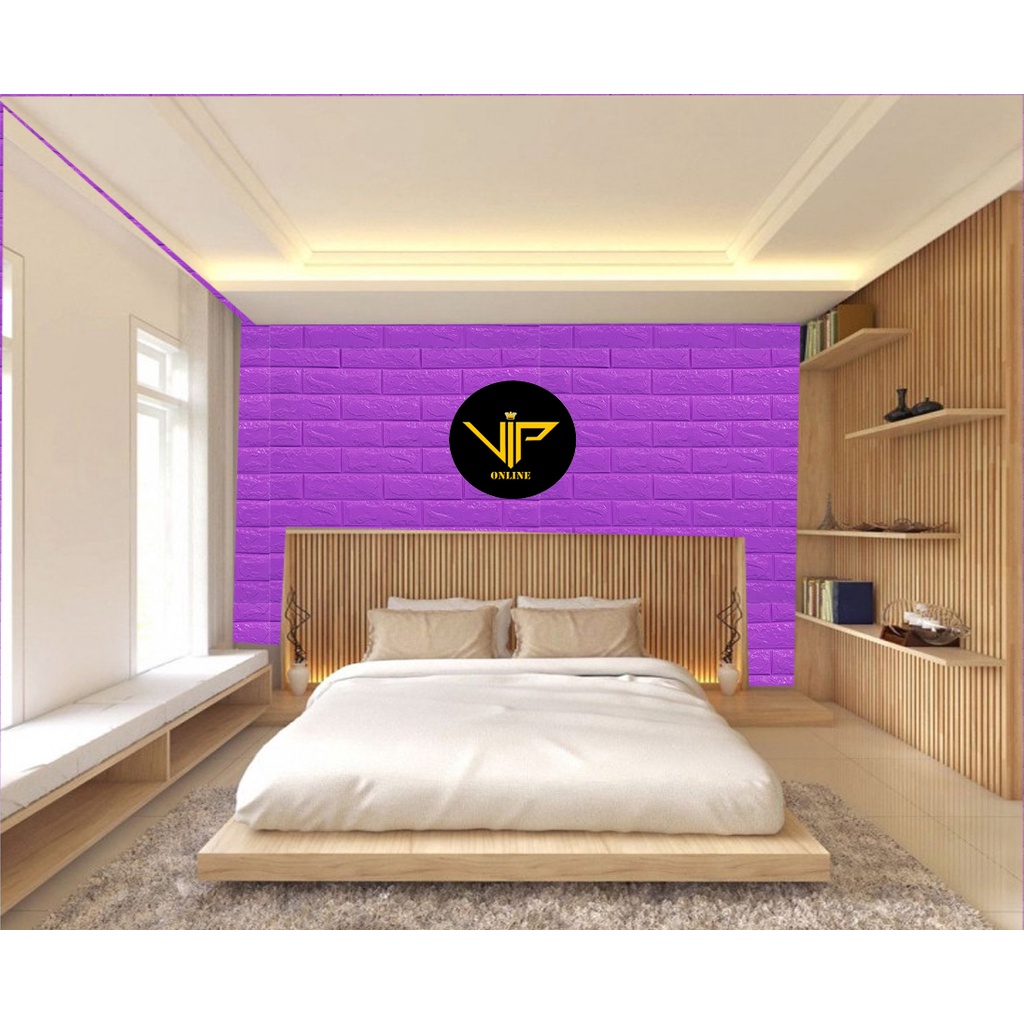 Jual VIP Wallpaper Foam Bata Warna Ungu Tua Premium Wallpaper Sticker ...