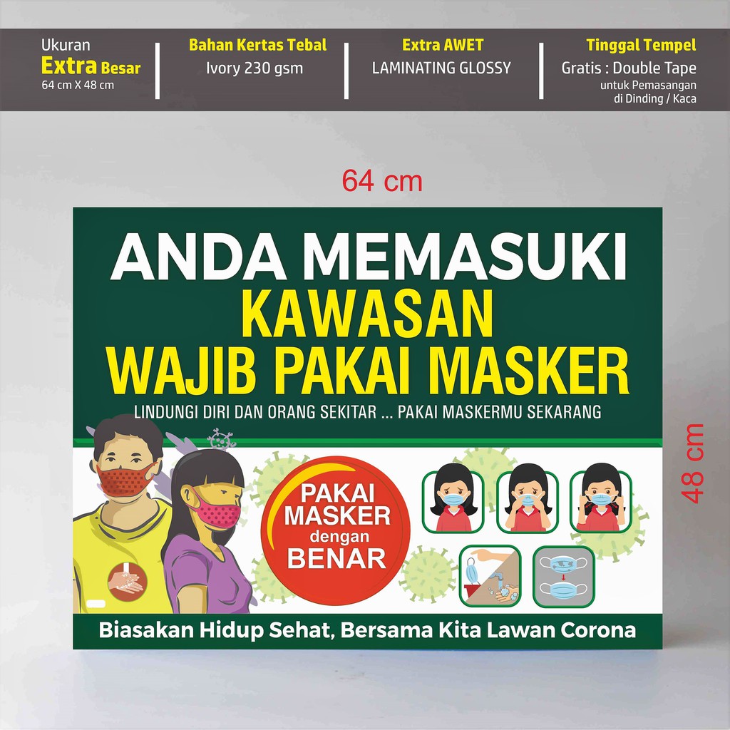 Jual Poster Kawasan Wajib Pakai Masker Super Besar Shopee Indonesia