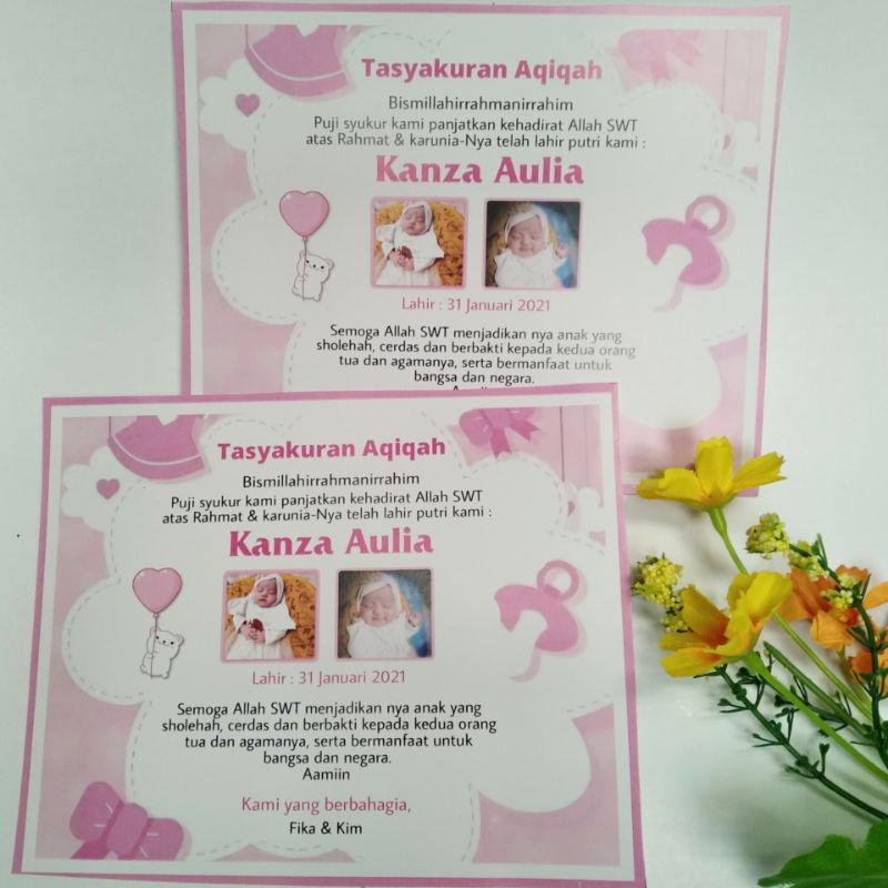 Jual [100 Pcs] KARTU UCAPAN TASYAKURAN AQIQAH Tasyakuran Kelahiran ...