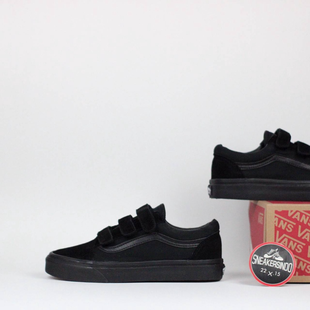 Vans old clearance school hitam polos