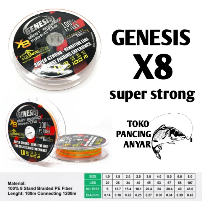 Pe braid pe genesis duraking x8 100M pe Fishing Line