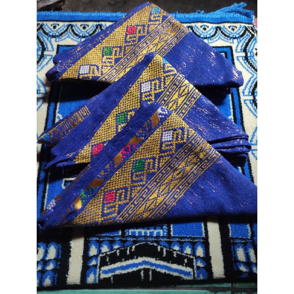 Jual sapuk tenun tradisional / udeng warna biru - ikat kepala - pakaian ...