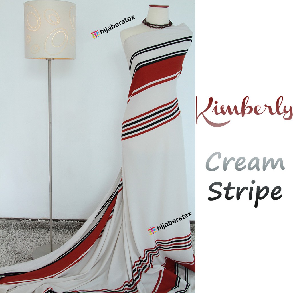 Jual 1/2 Meter Kain KIMBERLY Cream Stripe (ecer warna - DC) | Shopee