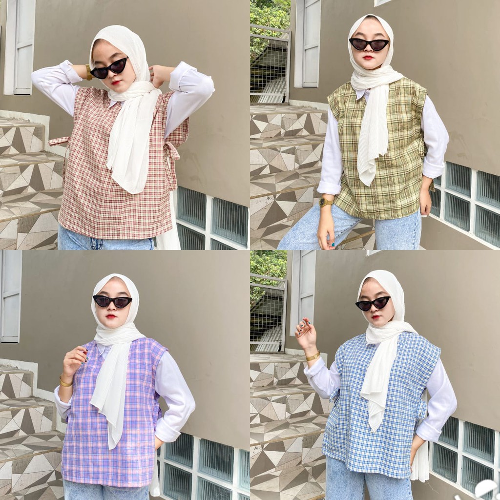 Jual Zea Vest Tartan I Outer Kotak Kotak I Nabil Korea Style I Vest