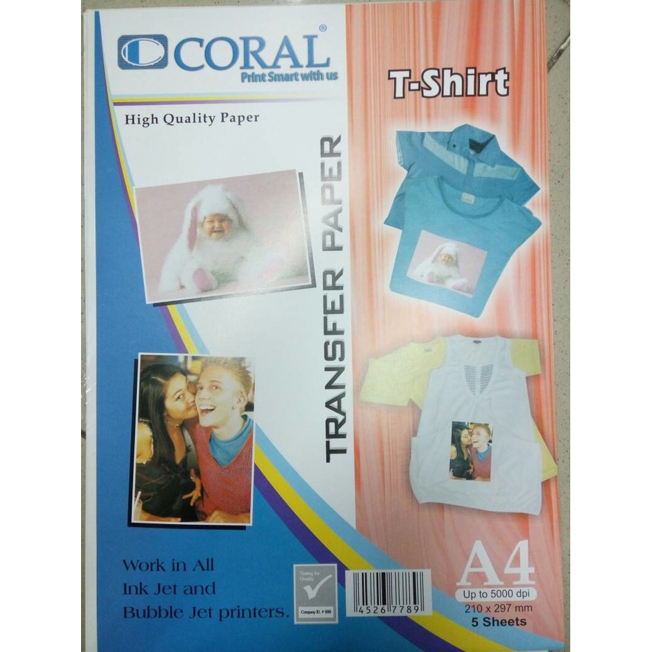 Jual Coral High Quality Transfer Paper White TShirt Shopee Indonesia