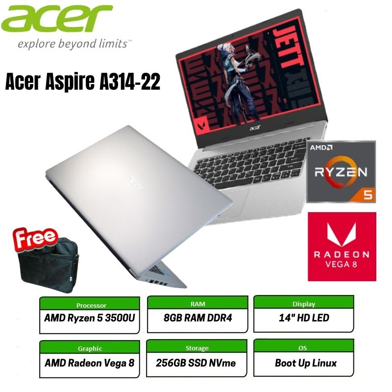 Radeon Vega Amd Ryzen 3500u Processor ACER Aspire A314-22-R0HR AMD