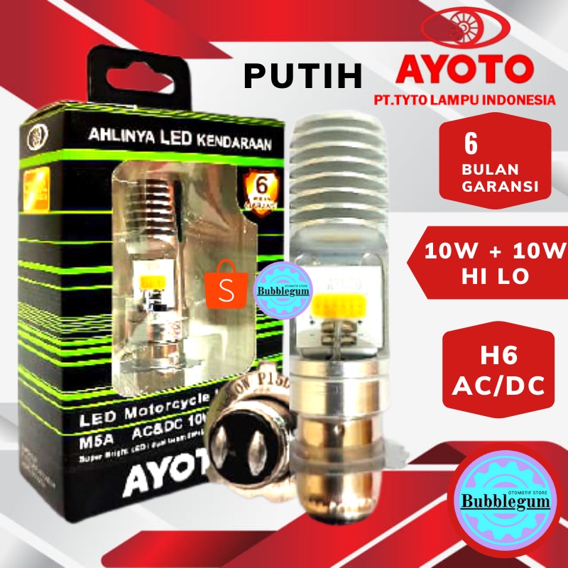 Jual LAMPU LED MOTOR AYOTO M5A Socket H5 Pnp AC/DC HI/LOW Putih GARANSI ...