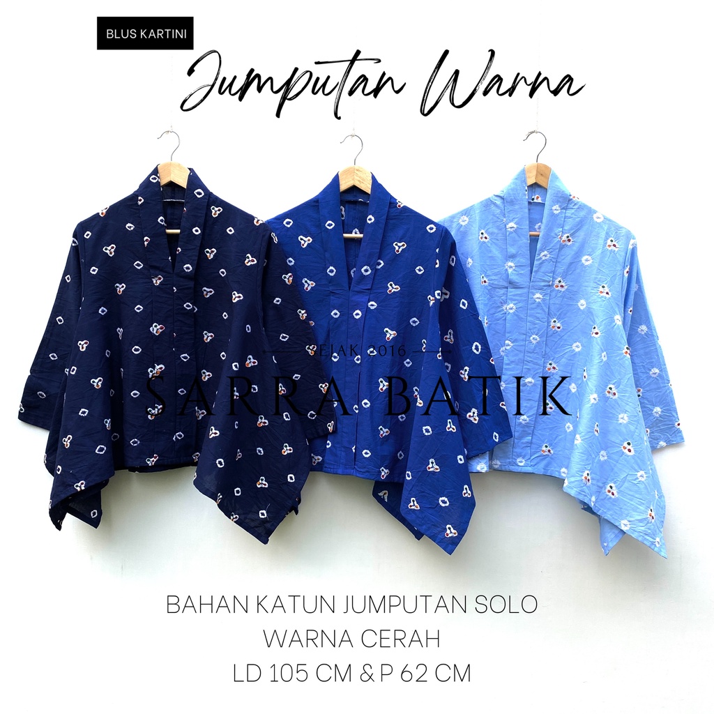 Jual [PREMIUM] Blus Kartini Jumputan Warna Batik BLUE SERIES Tiedye