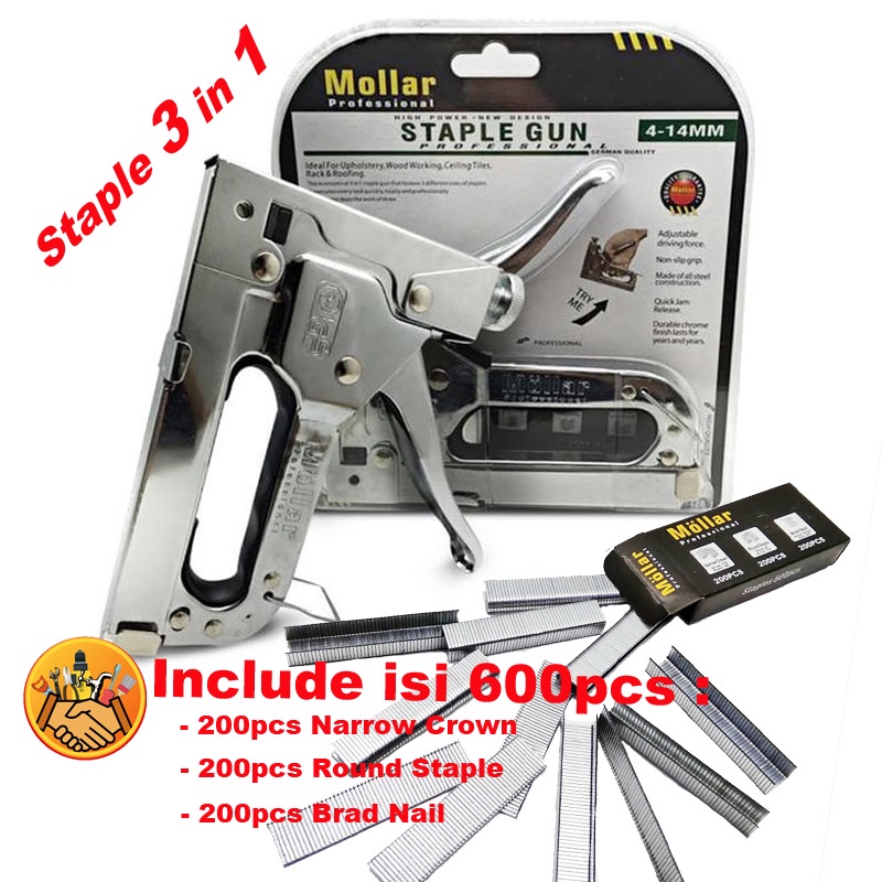 Jual Staple Staples Gun Tacker Tembak Jok Hekter 3 Way MOLLAR Homaster
