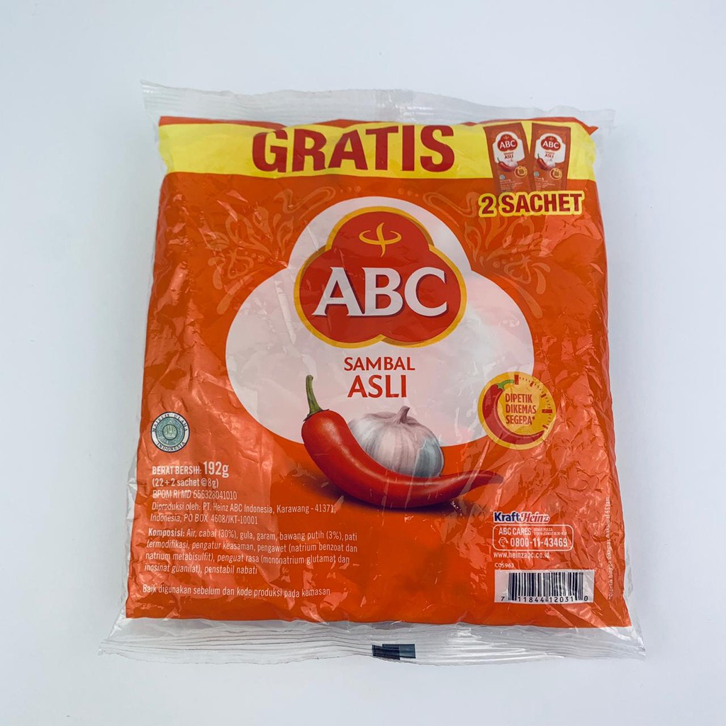 Jual ABC Saos Sambal Extra Pedas Sachet ( 8gram x 20 pcs ) Saus Sambal ...
