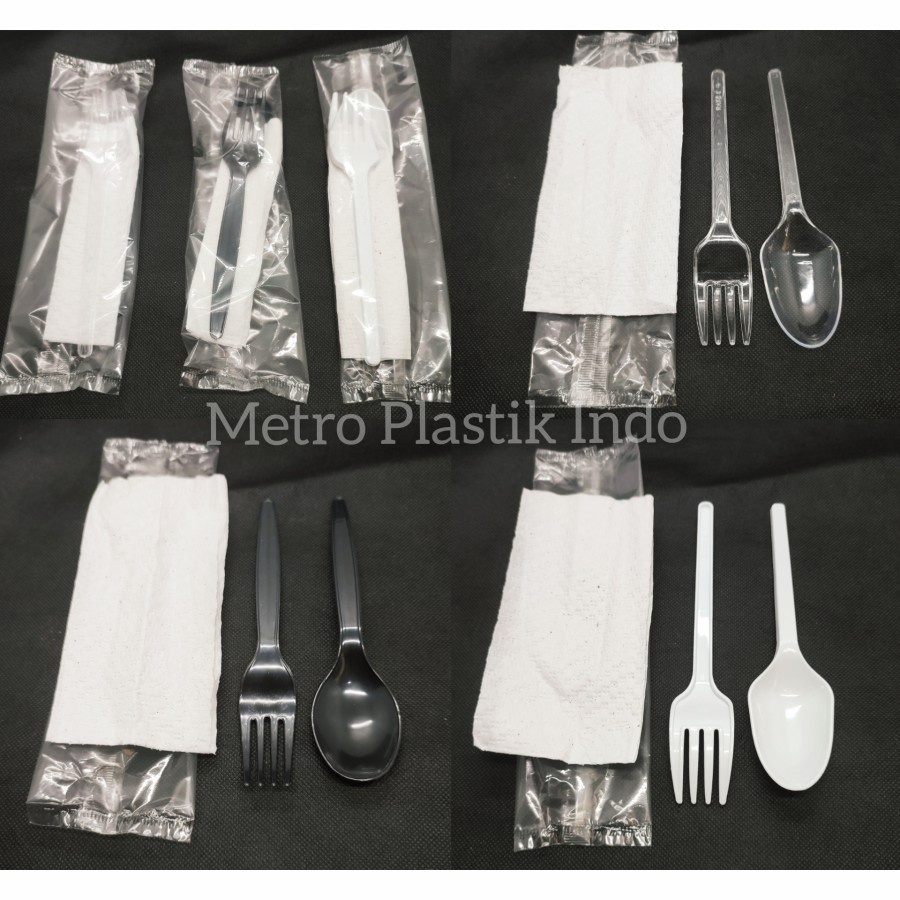 Jual Sendok Garpu Plastik Set Garpu Plastik Tisu Paket Sendok Garpu Tissue Bening 0166