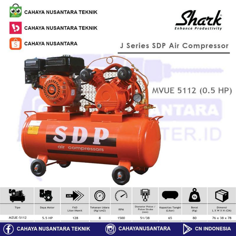 Jual Mesin Kompresor Angin Bensin 1/2 HP SDP + Engine | Shopee Indonesia